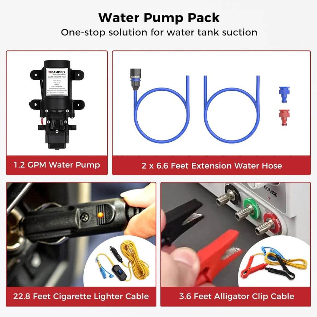 Camplux AY132P43 Portable Propane Water Heater Pump Kit