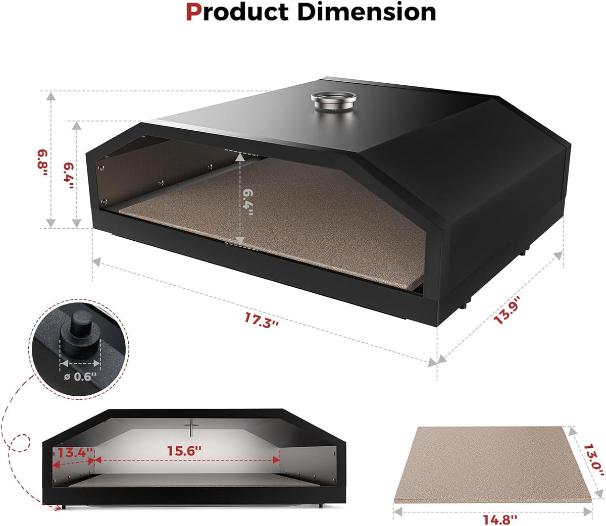 CAMPLUX Portable Propane Grill & Pizza Oven Combo, 11,000 BTU Tabletop Gas Griddle with 17" Pizza Oven Kit and Cordierite Stone, Compact Outdoor Mini Oven for Crispy Pizza, Camping, RV & Tailgating