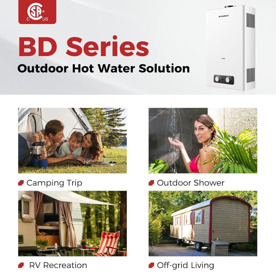 Camplux BD528 Glamping Water Heater Propane