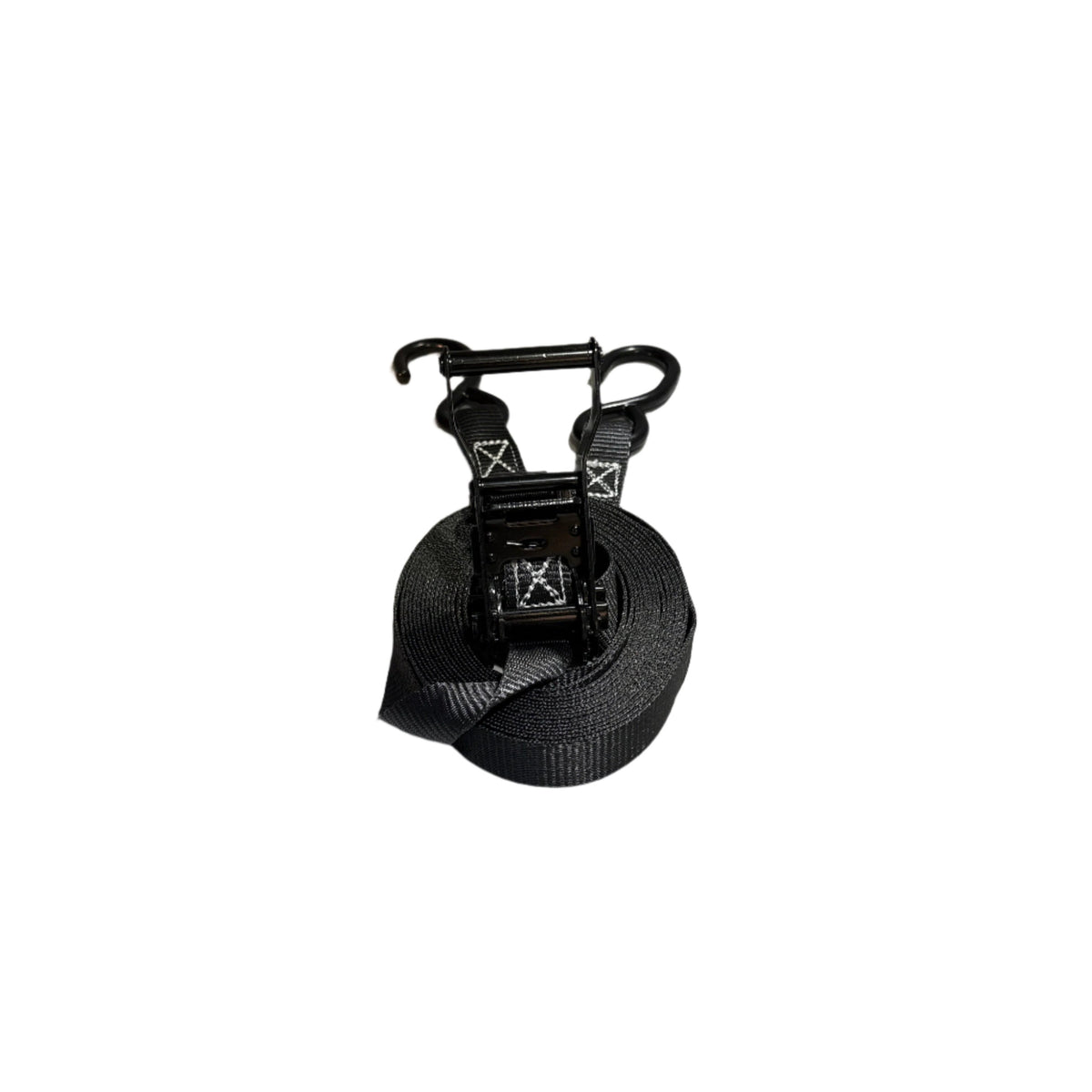 1" Black Ratchet Strap w/Vinyl S Hook LENGTH OPTIONS | FOUR PACK