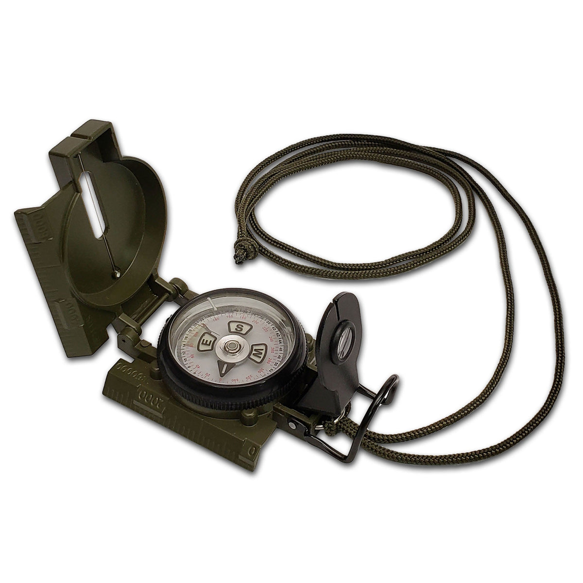 Scout™ Lensatic Compass - Traditional Phosphorescent Military Style with Nylon Carry Pouch