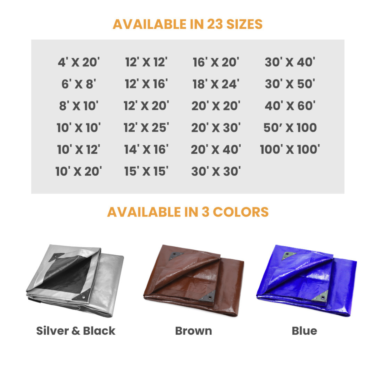 Super Heavy Duty Poly Tarp Cover Thick 16 Mil, 8 oz