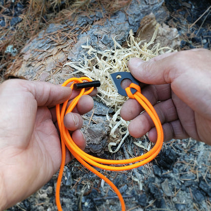 Emergency Fire Starter Necklace - Lightweight Mini Ferro Rod with Steel Claw Striker & Neck Lanyard