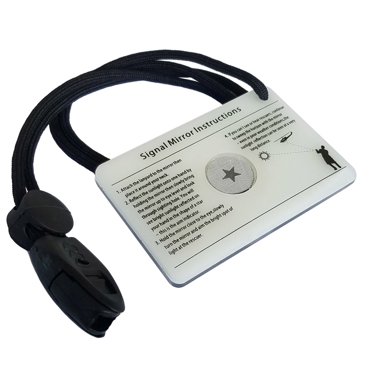 Emergency Signaling Mirror with Targeting Star for Hiking, Backpacking, Kayaking, Boating