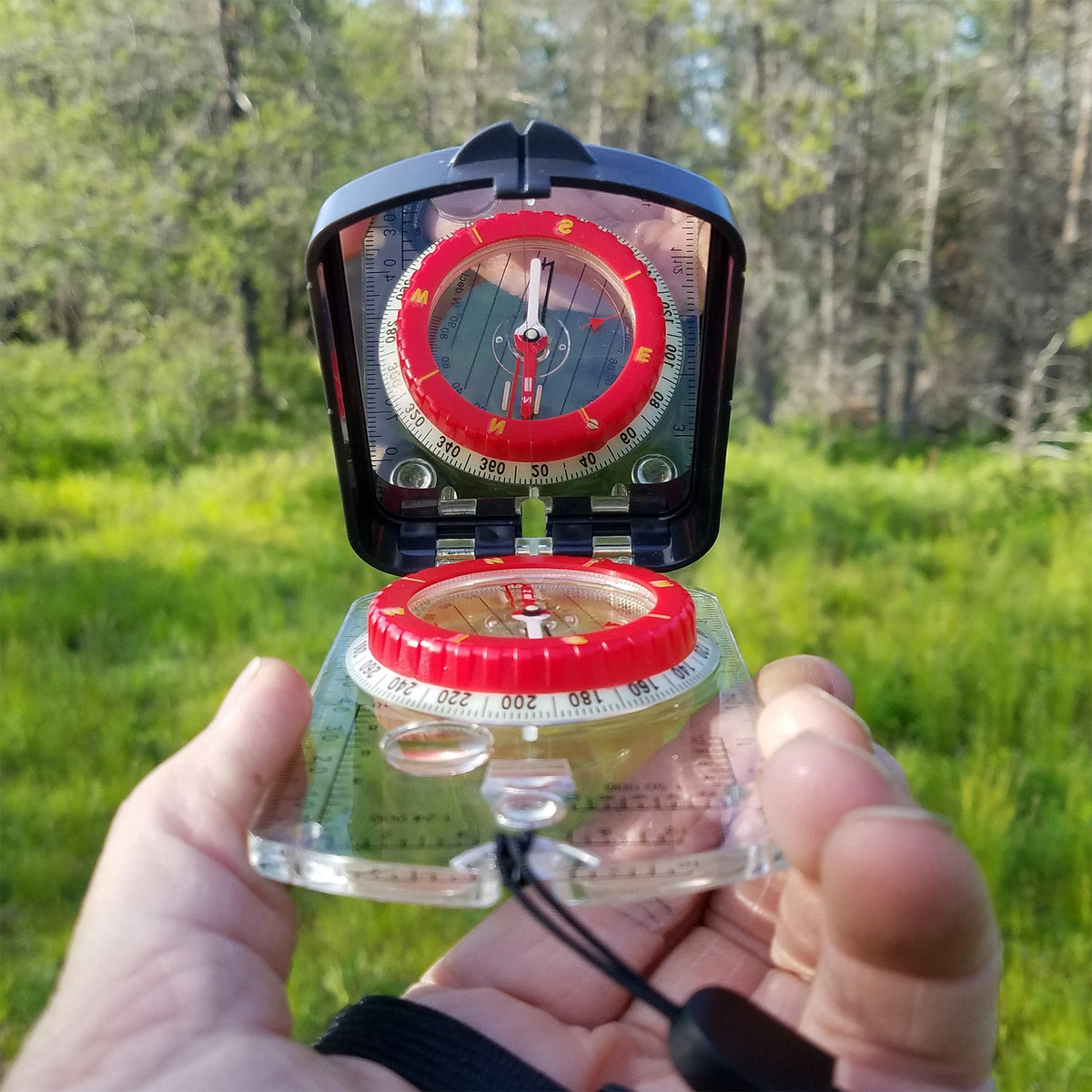 RS46 Mirrored Sighting Compass with Declination Adjustment, Clinometer & Map LED