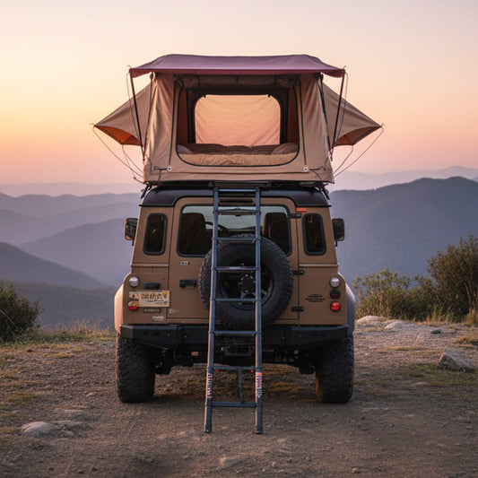 Summit Soft-Shell Aluminum Rooftop Tent With Ladder, LED Light Strip, And Memory Foam Mattress [2-3 Person] (SAK26814)