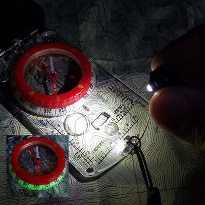 RS46 Mirrored Sighting Compass with Declination Adjustment, Clinometer & Map LED