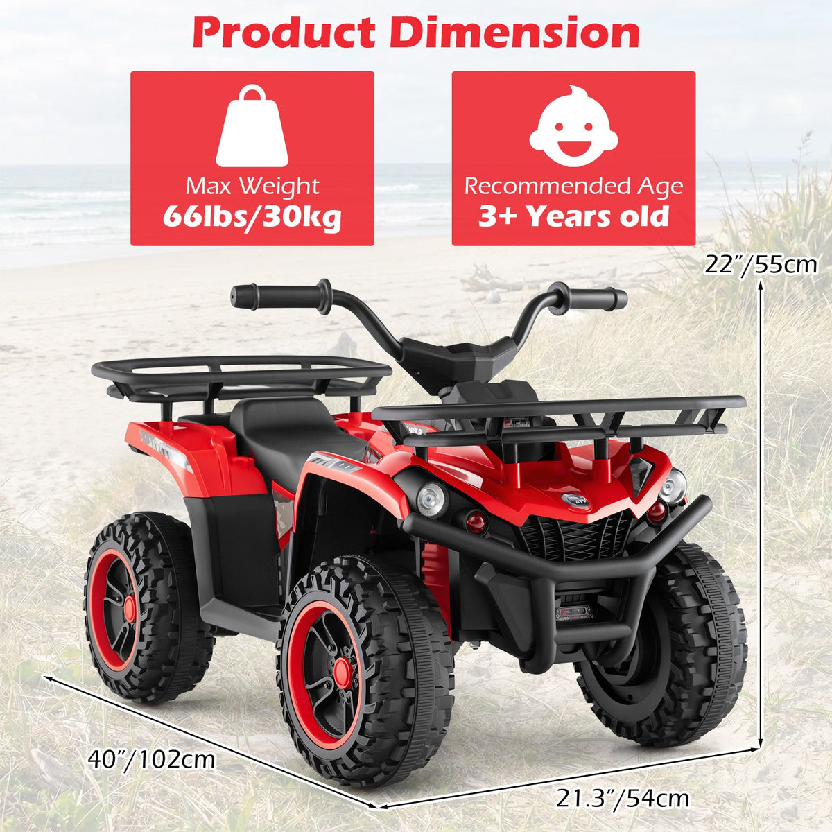 24V Electric Ride On Quad with LED Headlights