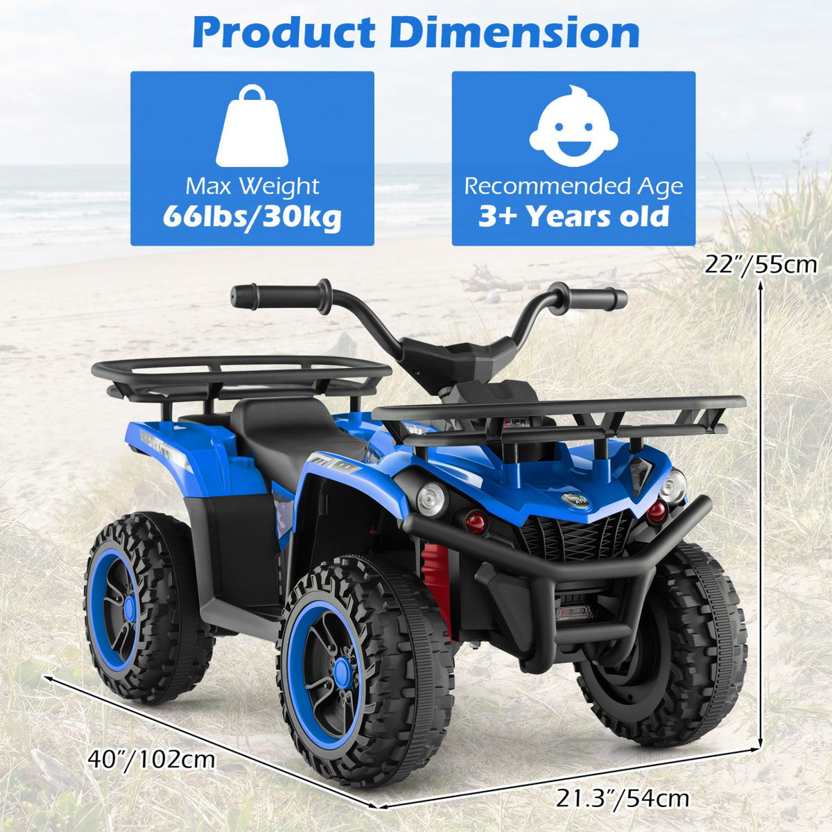 24V Electric Ride On Quad with LED Headlights