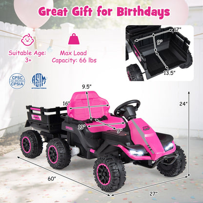 24V Ride on Tractor with Detachable Trailer and Music for Boys Girls