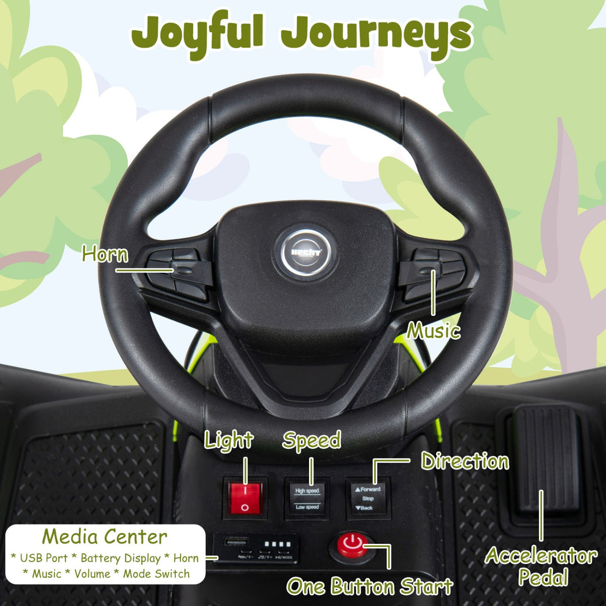24V Ride on Tractor with Detachable Trailer and Music for Boys Girls