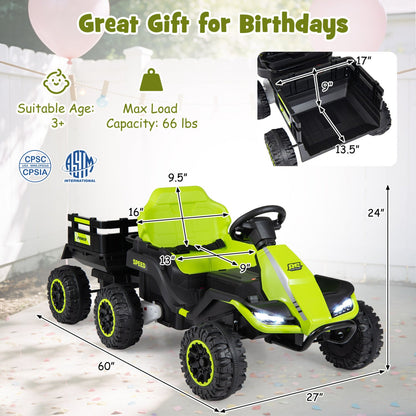 24V Ride on Tractor with Detachable Trailer and Music for Boys Girls