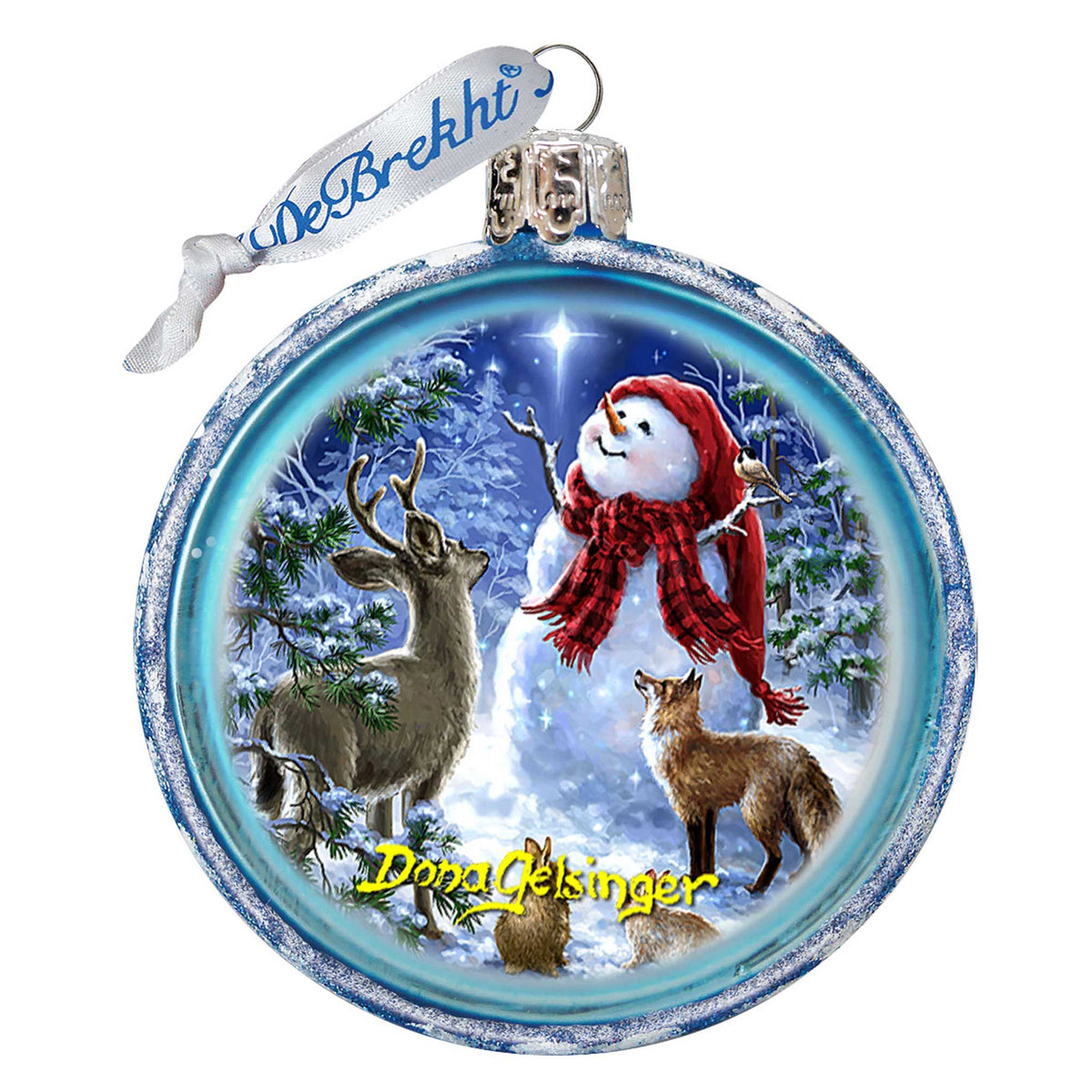 Starry Night Glass Ornament by D. Gelsinger - Christmas Santa Snowman Decor - 764-150-DG