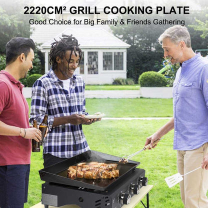Camplux GP103B 3 Brenner Gasgrill Schwarz, 2220cm², ideal zum Kochen im Freien und Camping