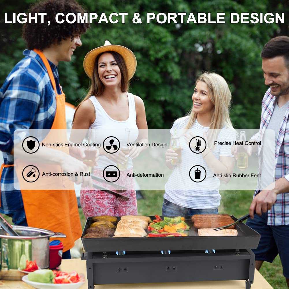 Camplux GP103B 3 Brenner Gasgrill Schwarz, 2220cm², ideal zum Kochen im Freien und Camping