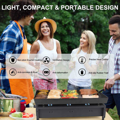 Camplux GP103B 3 Brenner Gasgrill Schwarz, 2220cm², ideal zum Kochen im Freien und Camping