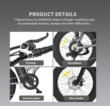 Foldable Electric Fat Tire Bike 20 Inch – Dual Disc Brakes with Fenders