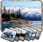 Fishing Boats Wooden Cork Placemat and Coasters Gift Set of 7 by Nature Wonders Coastal Wildlife Decor  - 85405C-S7