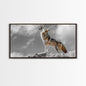Howling Coyote Peak, Desert Wildlife Portrait, Majestic Animal Scene, Framed Canvas Print, Cabin Decor, Nature Wall Art, Minimalist Vibe