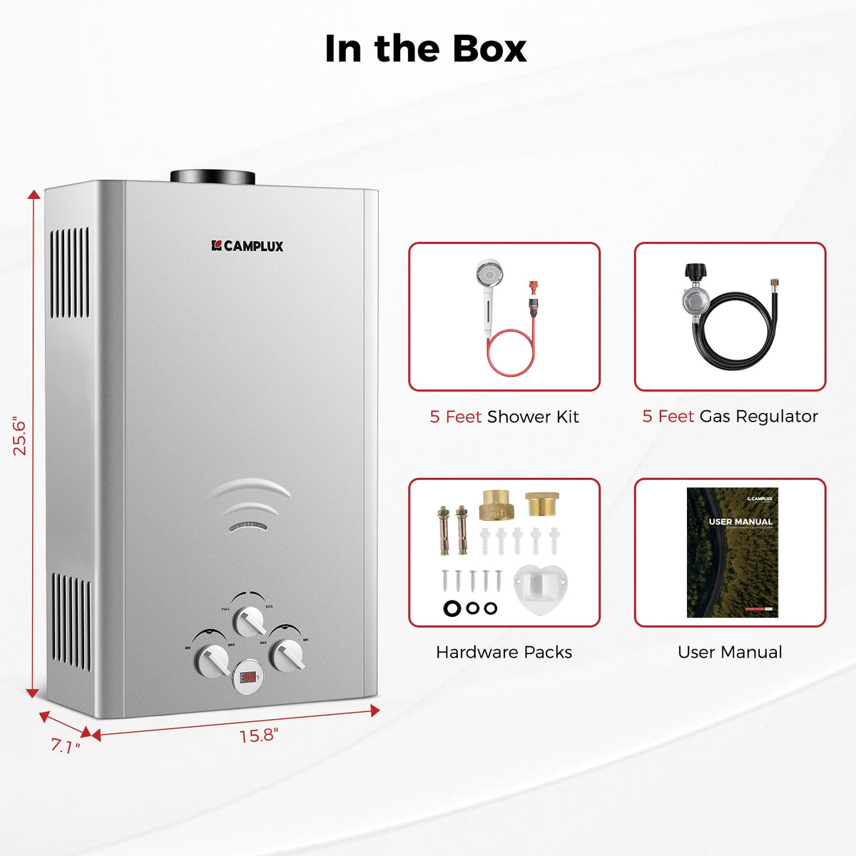 Camplux BW422G Camping Water Heater Propane