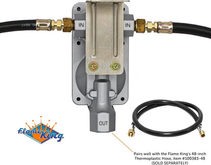 Flame King 2-Stage Auto Changeover LP Propane Gas Regulator with Two 18-inch Steel Braided Pigtail Hoses for RVs, Vans, Trailers
