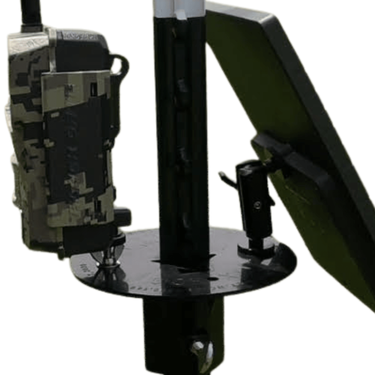 Patented T-Post Trail Camera & Solar Panel Mount — 1 Articulating Arm