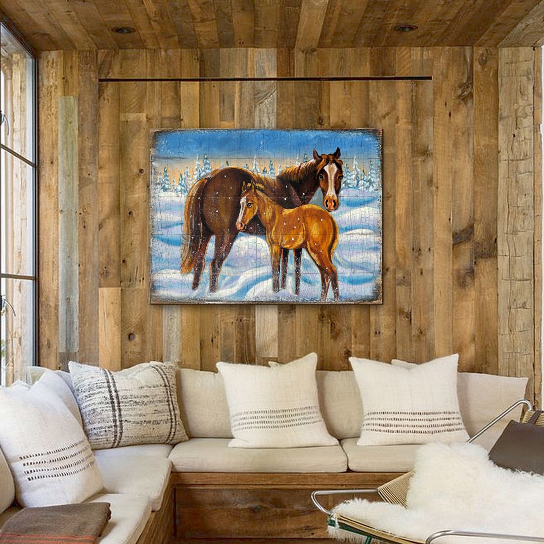 Horses Art Wooden Wall Art by Nature Wonders - Nature Wildlife Decor  - 95218B