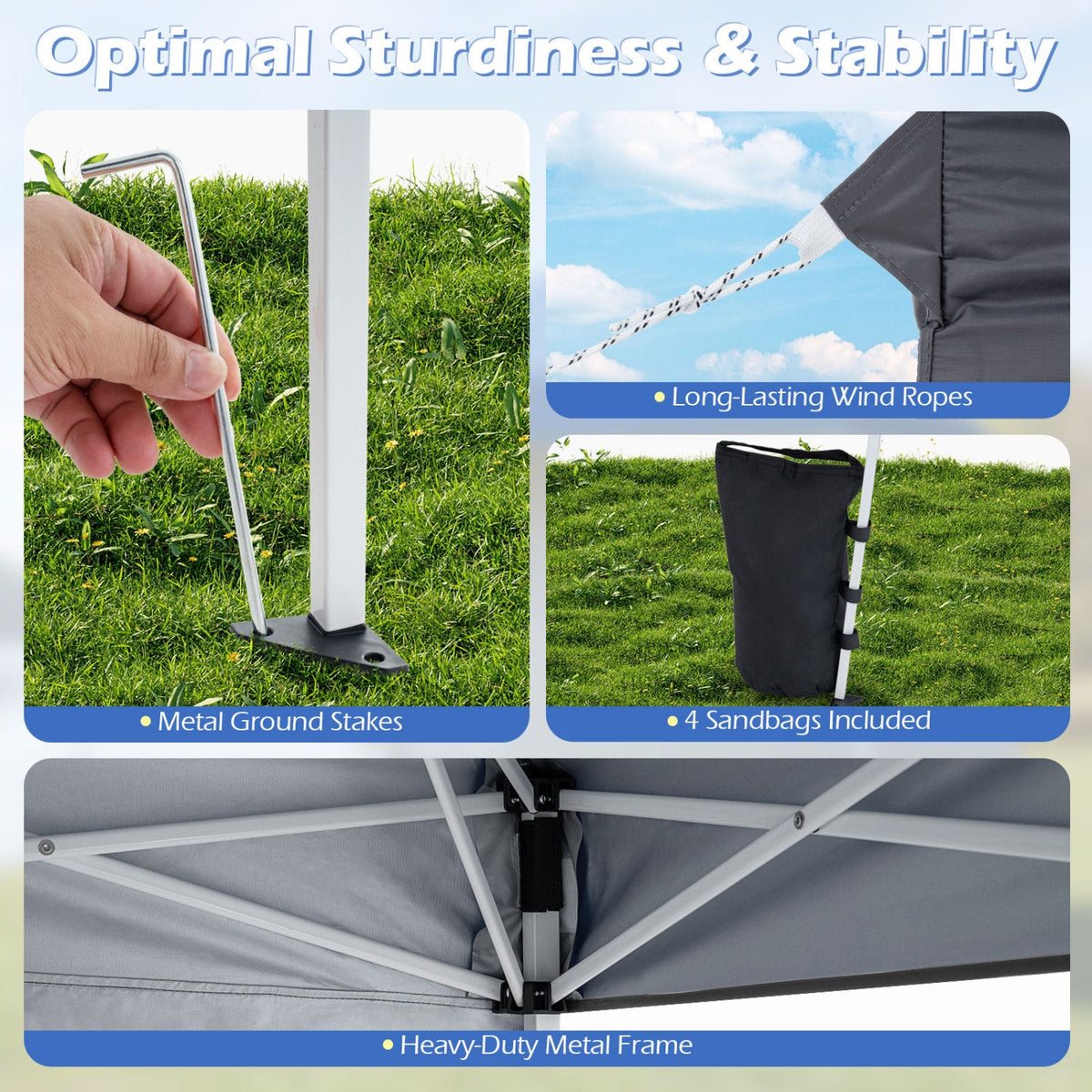Pop Up Canopy Tent 9x9 ft with Carry Bag and Stakes