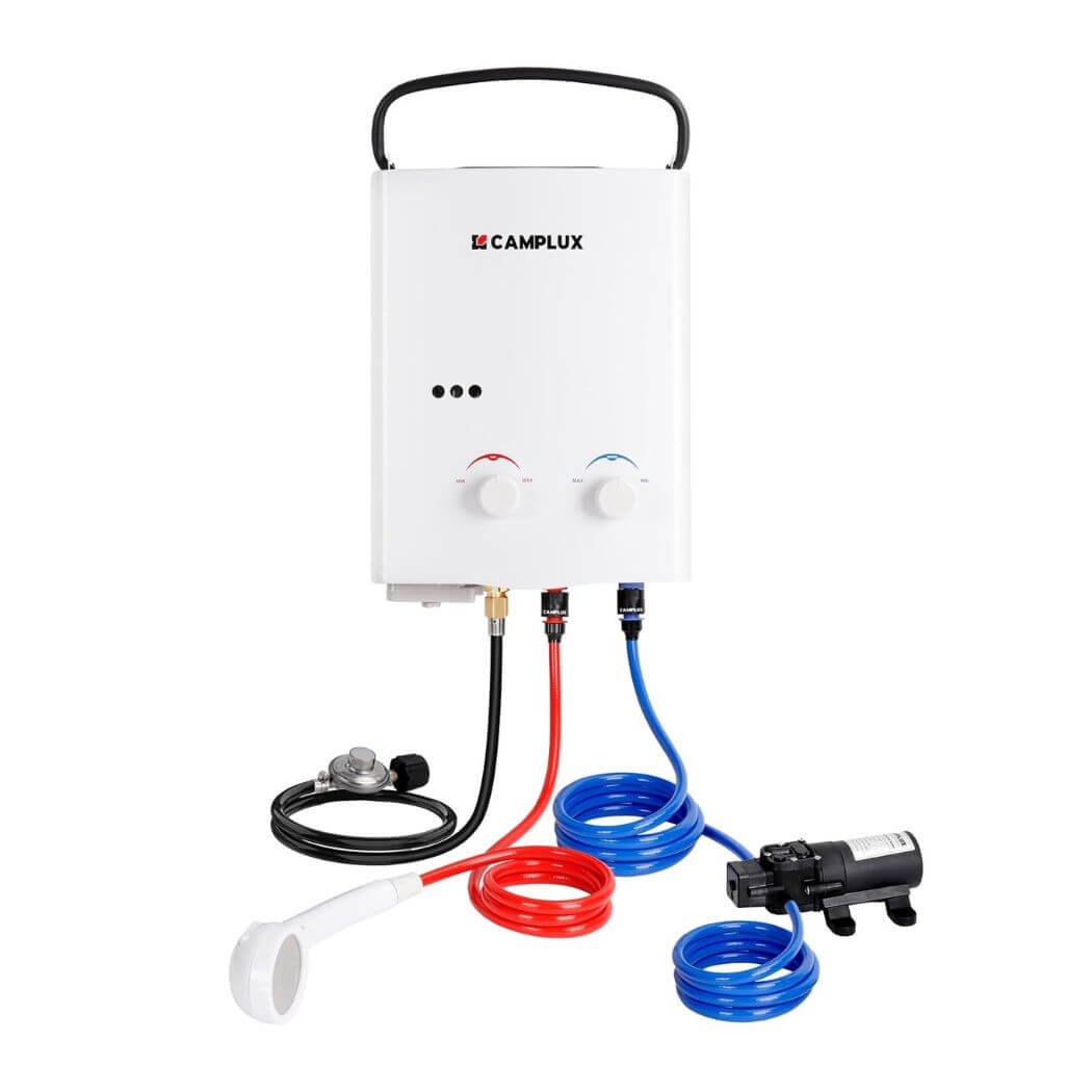 Camplux AY132GMAX Portable Propane Water Heater, Pump Stand Kit