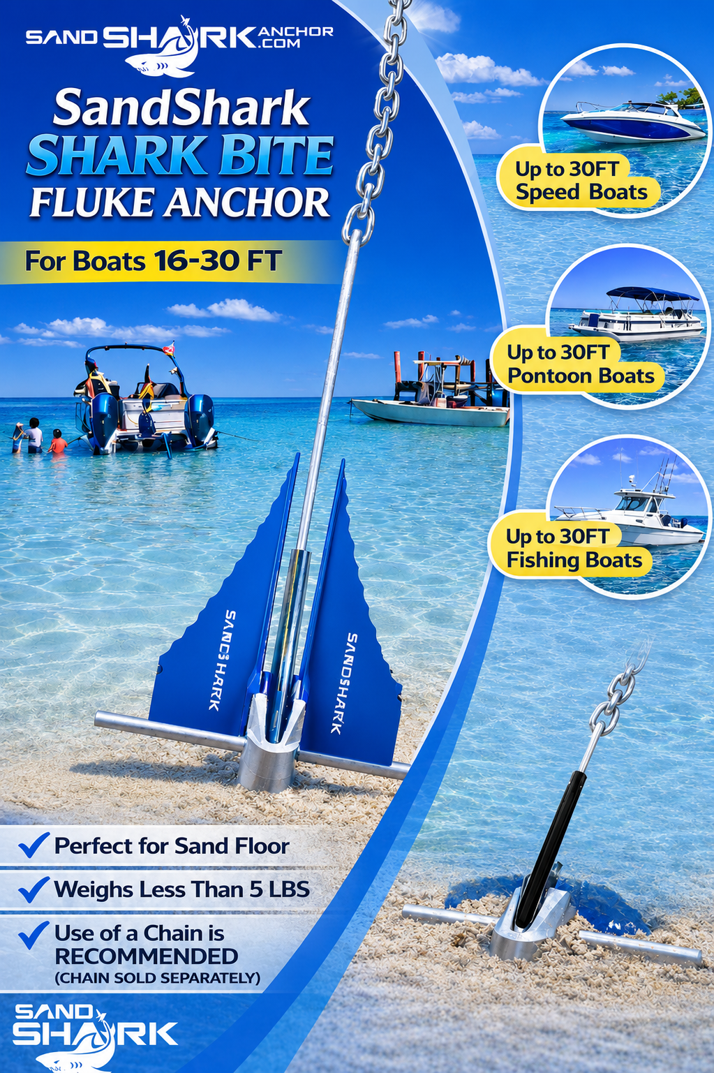 Fluke Anchor - Retractable Shaft (5lbs)