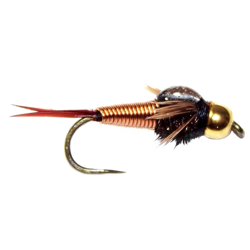 Barbless Bead Head Copper John Nymph Fly - 6 Flies Size 16