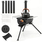 Hot Tent Stove with Chimney Pipes and Foldable Legs for Outdoor Heating