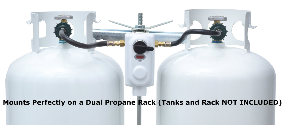 Flame King 2-Stage Auto Changeover LP Propane Gas Regulator with Two 18-inch Pigtails for RVs, Vans, Trailers