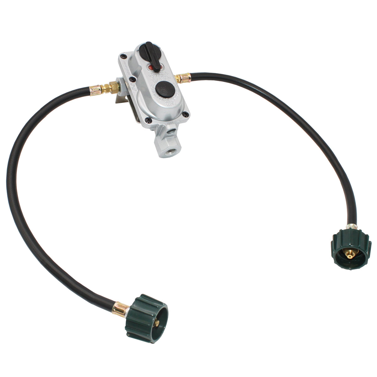 Flame King 2-Stage Auto Changeover LP Propane Gas Regulator with Two 18-inch Pigtails for RVs, Vans, Trailers