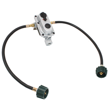Flame King 2-Stage Auto Changeover LP Propane Gas Regulator with Two 18-inch Pigtails for RVs, Vans, Trailers