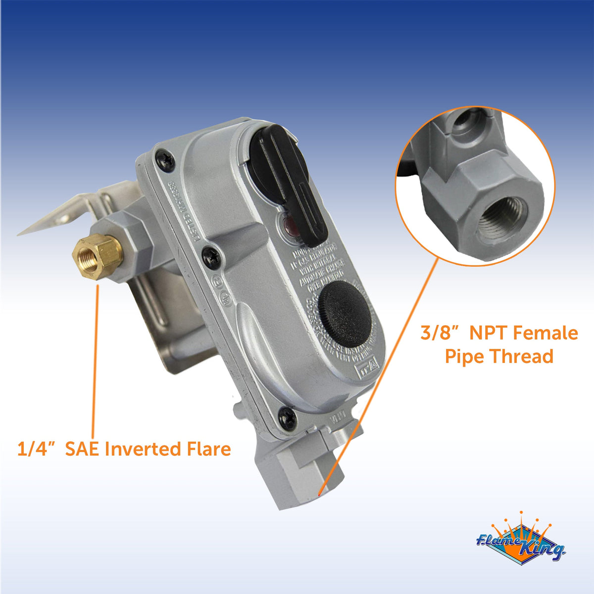 Flame King 2-Stage Auto Changeover LP Propane Gas Regulator with Two 18-inch Pigtails for RVs, Vans, Trailers