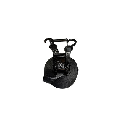 1" Black Ratchet Strap w/Vinyl S Hook LENGTH OPTIONS | FOUR PACK