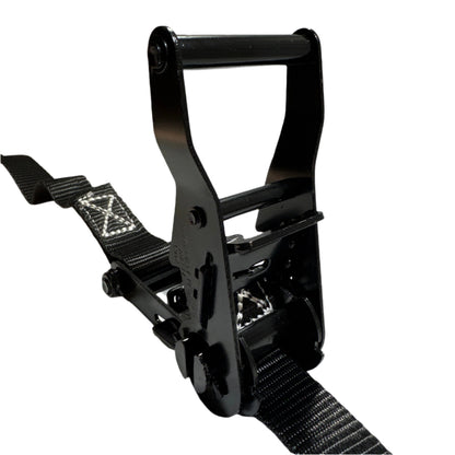 1" Black Ratchet Strap w/Vinyl S Hook LENGTH OPTIONS | FOUR PACK
