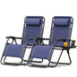 Zero Gravity Chair Patio Folding Lawn Outdoor Lounge Gravity Camp Reclining Lounge Chair With Cup Holder Pillows For Poolside Backyard And Beach Set Of 2 (Blue)