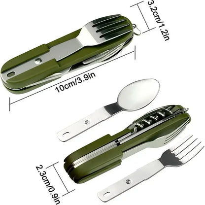 Camping Gear 5-in-1 Stainless Steel Travel Set, Multifunctional