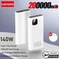 Lenovo 200000mAh 140W Super Fast Charging Power Bank Ultra Capacity Portable Charger New Arrival for iPhone Samsung