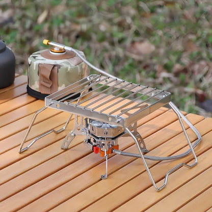 Compact Camping Stove Grill Rack & Burner for Outdoor Cooking