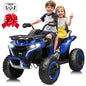 24V Ride on Car, Kids ATV XL Four Wheeler W/EVA Tires, 19-Inch Leather 2 Seater, 800W Motors, Remote Control, Knee Pads, Flower, 24 Volt Ride on Toys Quad for Big Kids