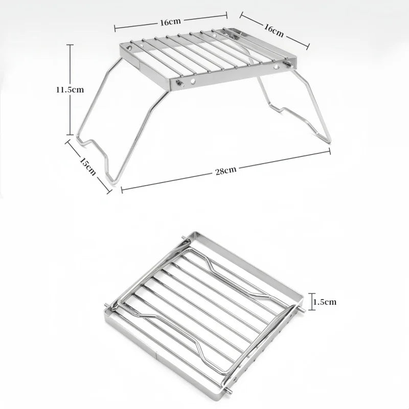 Compact Camping Stove Grill Rack & Burner for Outdoor Cooking