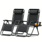 Zero Gravity Chair Patio Folding Lawn Outdoor Lounge Gravity Camp Reclining Lounge Chair With Cup Holder Pillows For Poolside Backyard And Beach Set Of 2 (Blue)