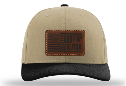 Shut Up & Fish Flag  Patch - Khaki/Black