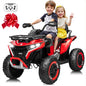 24V Ride on Car, Kids ATV XL Four Wheeler W/EVA Tires, 19-Inch Leather 2 Seater, 800W Motors, Remote Control, Knee Pads, Flower, 24 Volt Ride on Toys Quad for Big Kids