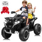24V Ride on Car, Kids ATV XL Four Wheeler W/EVA Tires, 19-Inch Leather 2 Seater, 800W Motors, Remote Control, Knee Pads, Flower, 24 Volt Ride on Toys Quad for Big Kids