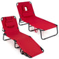 Set of 2 Folding Face Down Tanning Chair with Face Hole 3 Removable Pillows