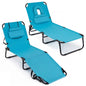 Set of 2 Folding Face Down Tanning Chair with Face Hole 3 Removable Pillows